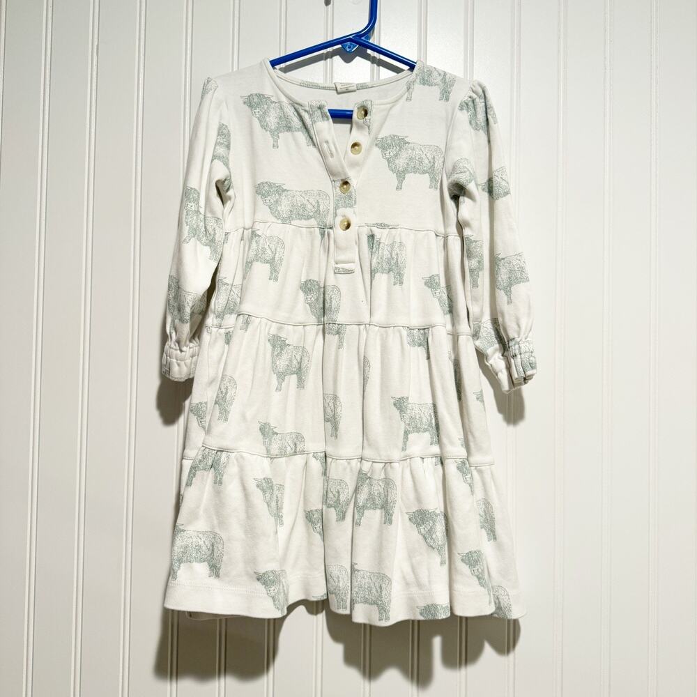 Kate Quinn Long Sleeve Dress Highland Cow Print Girls 4T